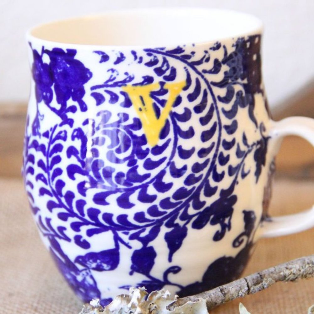 Anthropologie Initial mug V